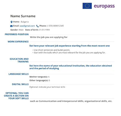 Europass, CV